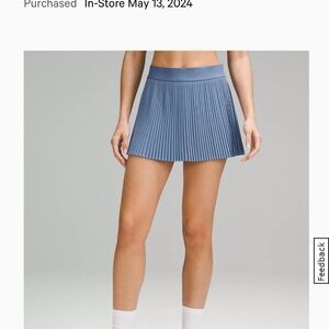 Lululemon “Oasis Blue” Varsity high-rise Pleated Tennis Skirt